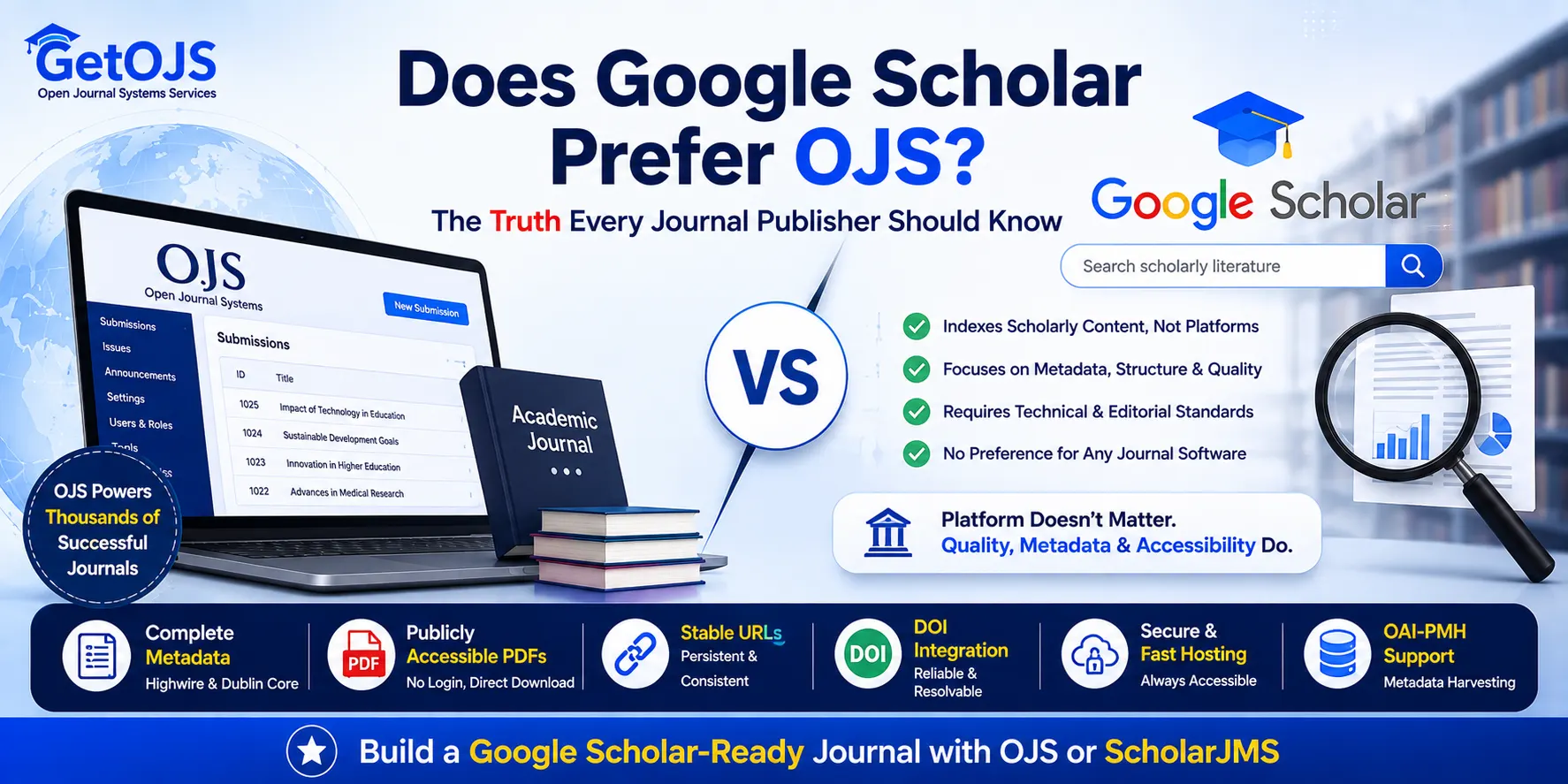 Does Google Scholar prefer OJS - journal publishing platform comparison