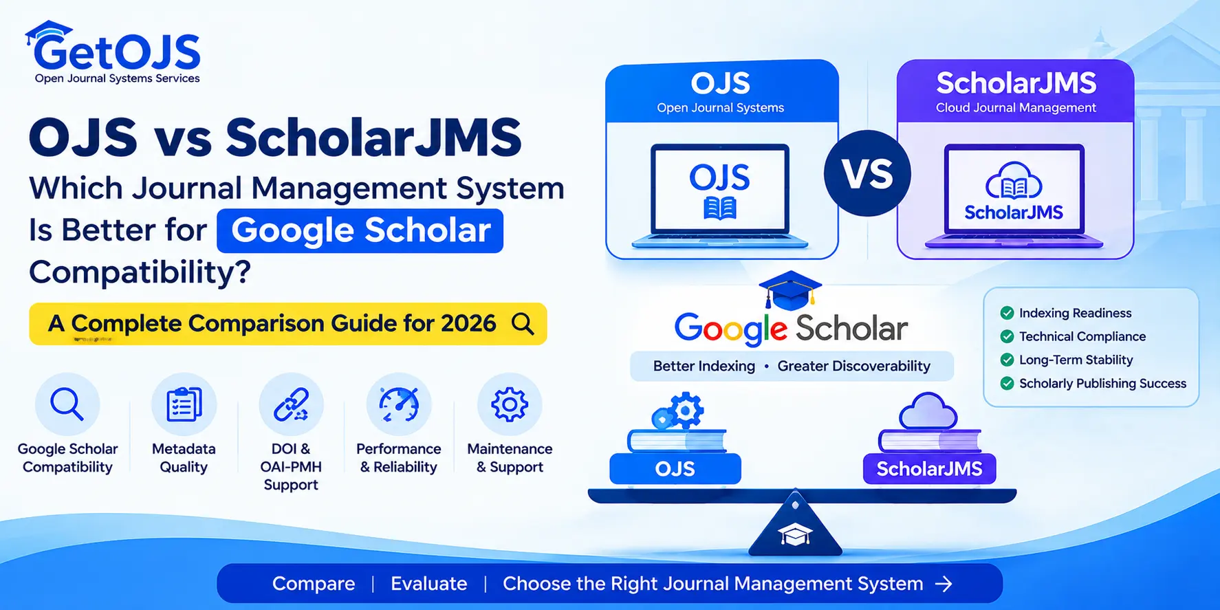 OJS vs ScholarJMS comparison for Google Scholar compatibility